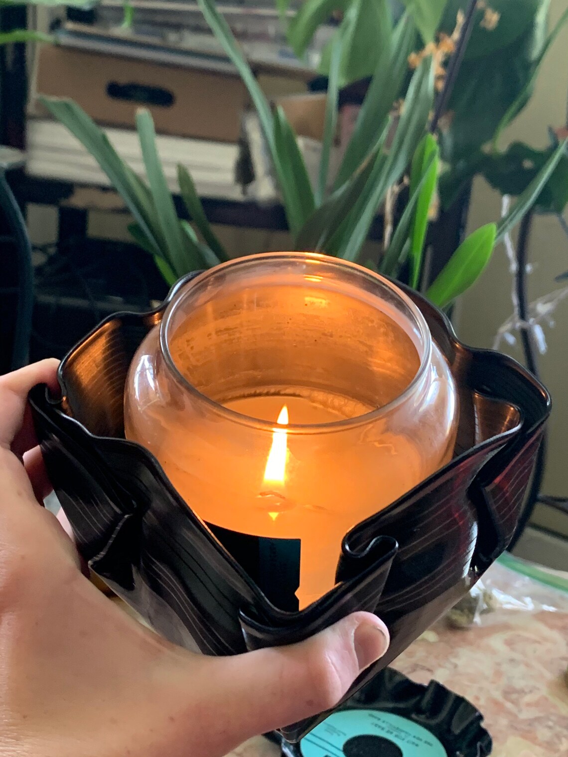 Vinyl record candle holders Etsy