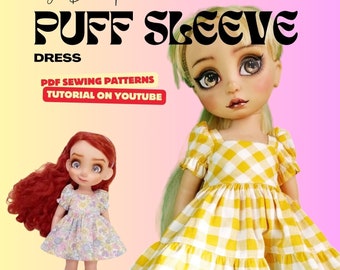 Sewing pattern #02 Puff Sleeve Dress for 16&quot; Animator Dolls
