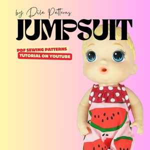 Jumpsuit Sewing Pattern for Baby Alive 11"