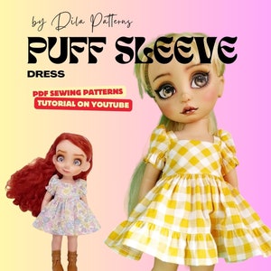 Sewing pattern #02 Puff Sleeve Dress for 16&quot; Animator Dolls