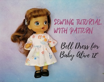 Patron de couture de robe à manches cloche pour Baby Alive 12"