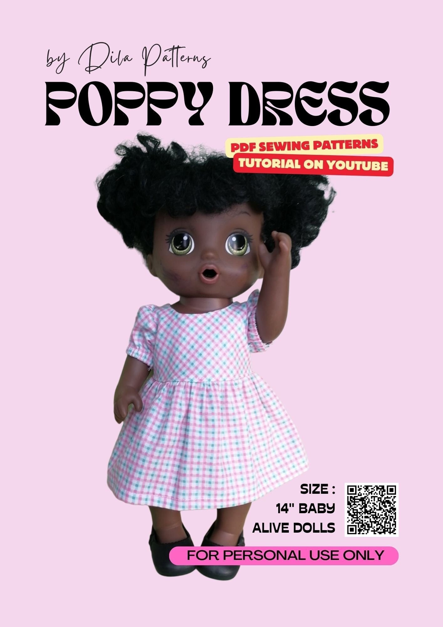 Dress Pattern #02 sewing for Baby Alive 14" doll