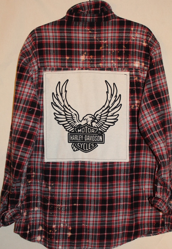 Harley Davidson Flannel Motorcycle Flannel Distressed Etsy