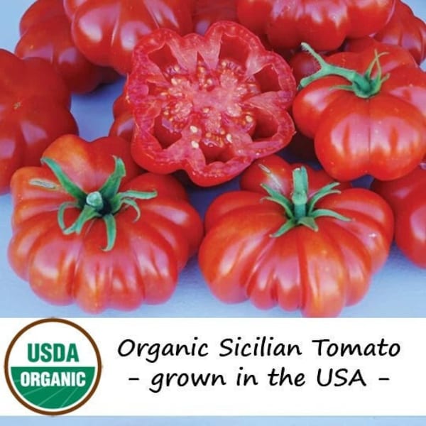 20 Organic Rosso Sicilian Heirloom Tomato Vegetable Seeds