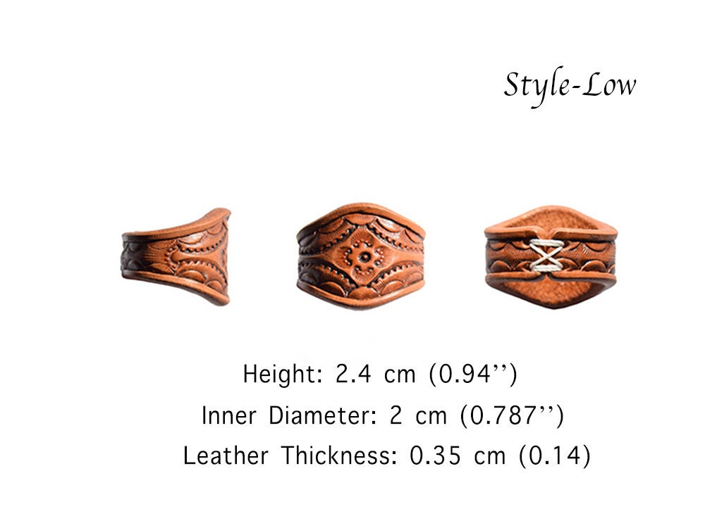 Handmade Leather Scarf Ring Leather Carving Vintage Denim 