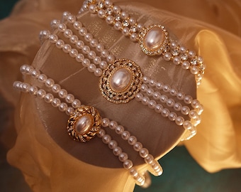 Vintage Pearl Choker Necklace Collar 