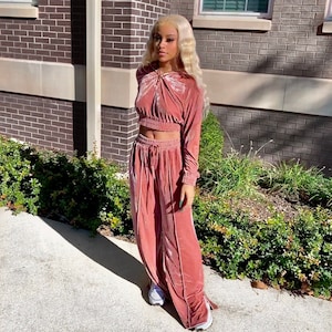 Velour Tracksuit, Final Sale Velour Leisure set, 2000s fashion, Velvet Set, Velvet Pant Set, Two Piece Velour Set