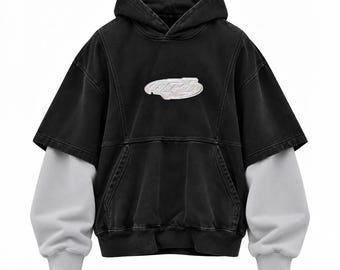 Chrome Black Hoodie: Heavyweight Cotton, Y2K Style