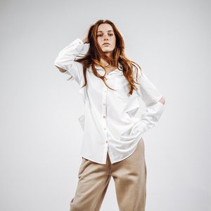 Inventory Liquidation Cut Out Oversized Shirt, Oversized Button-Down Shirt, Long Sleeve Button Down Shirt, White Blouse, Boyfriend Shirt