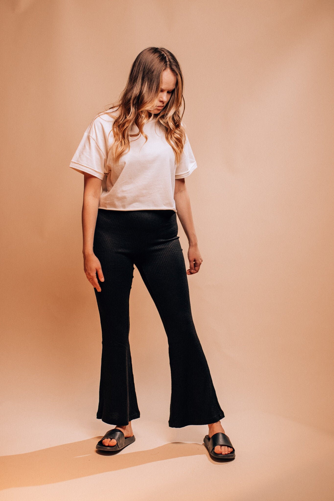Rib Black Flare Pants flare pants in black Black Flared | Etsy