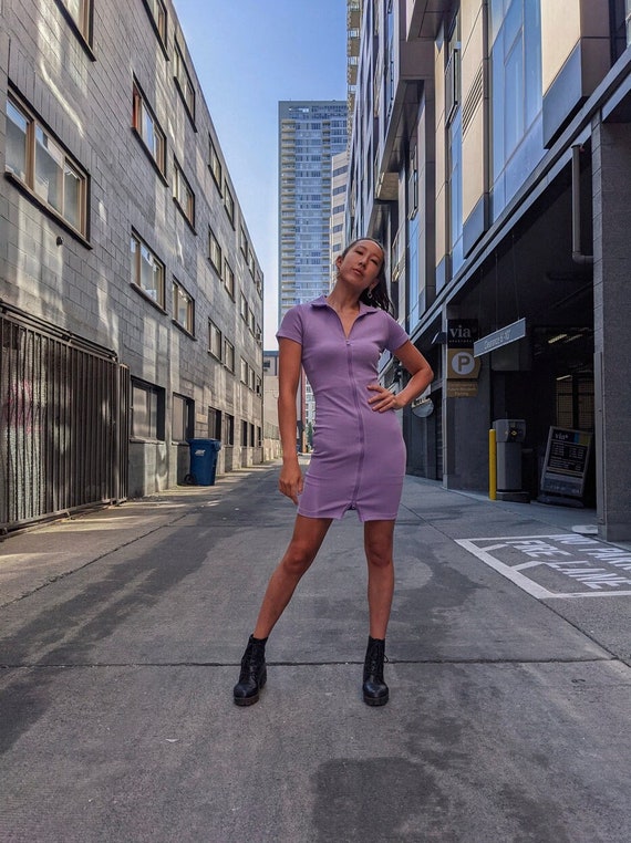 Buy Ribbed Lavender Mini Dress: Zip Front Bodycon Tennis Dress Online in India - Etsy Buy Ribbed Lavender Mini Dress: Zip Front Bodycon Tennis Dress Online in India - Etsy