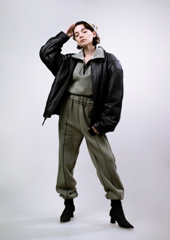 Sage Green Lee Quarter Zip Sweatshirt Set Green Sweatsuit Streetwear Tracksuit 2 Piece Set Loungewear Fleece Hoodie and Joggers Etsy UK