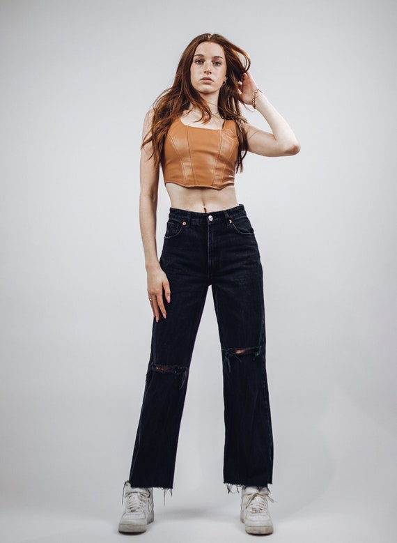 leather corset crop top