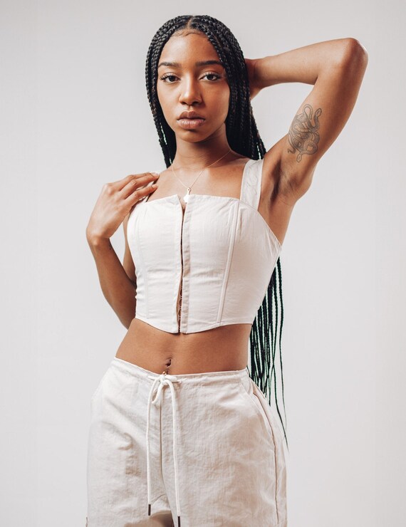 Windbreaker Parachute Corset Top by Artcareshop Streetwear Corset Crop Top Corset and Windbreaker Parachute Pants Set Etsy Ireland