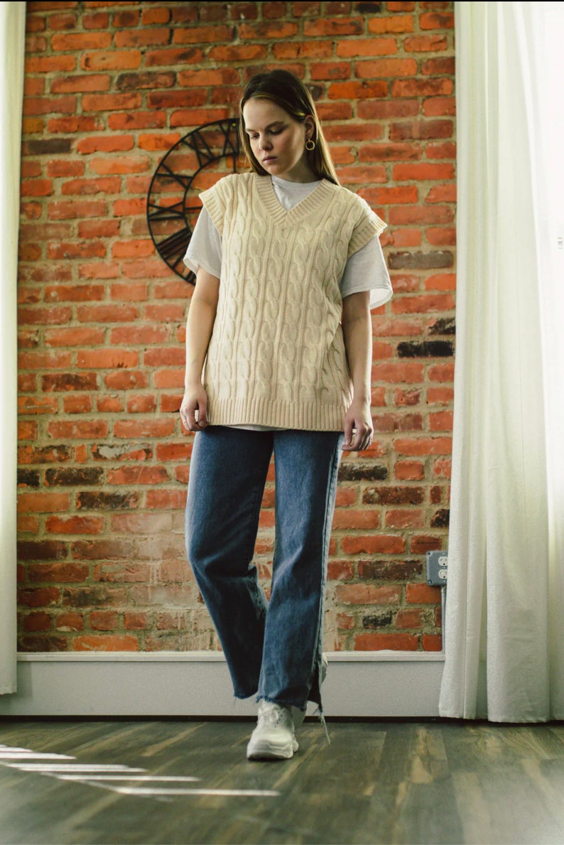 Sweater Vest / Knit Vest / Knitted Vest / Beige Vest / Olive Etsy