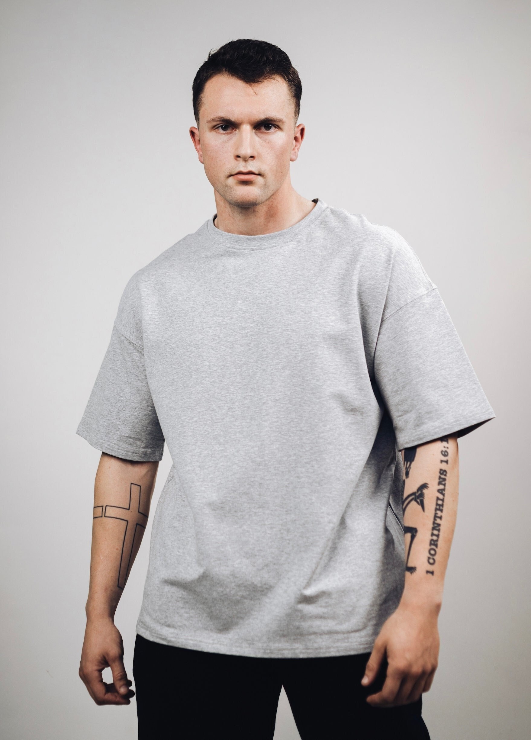 Oversized Gray Cotton T-shirt - Drop Shoulder, Baggy Fit - Etsy Canada