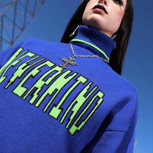 Nevermind 100% Cotton Graphic Sweater, Blue Sweater, Streetwear, Cropped Sweater, Unisex Sweater, Knit Sweater image 8