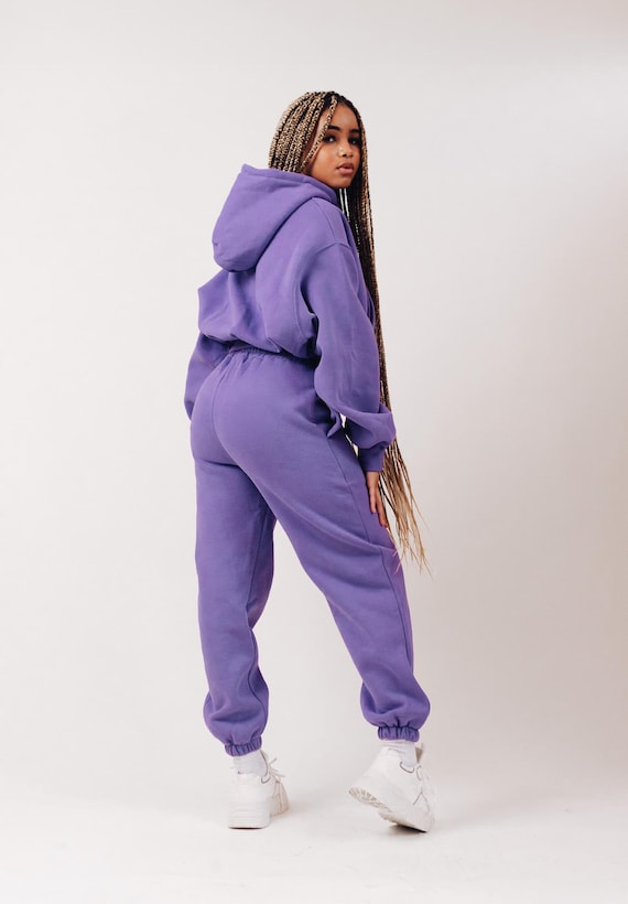 Purple Lavender Jasmine Set of two Streetwear 2 Piece Set fleece hoodie and joggers hoodie and sweatpants Hoodie Joggers Set Sweatpants