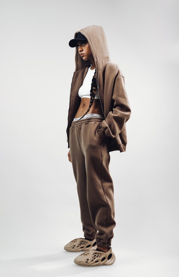 Unisex Coffee Sweatpants, Two Piece Set, Zip up Hoodie, Streetwear, Brown  Hoodie, Brown Sweatpants, Loungewear, Fleece Hoodie -  Canada