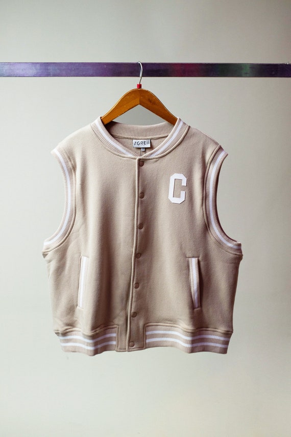 Sleeveless varsity jacket hotsell