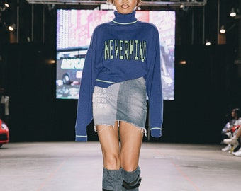 SAMPLE SALE Custom Asymmetrical Denim Mini Skirt