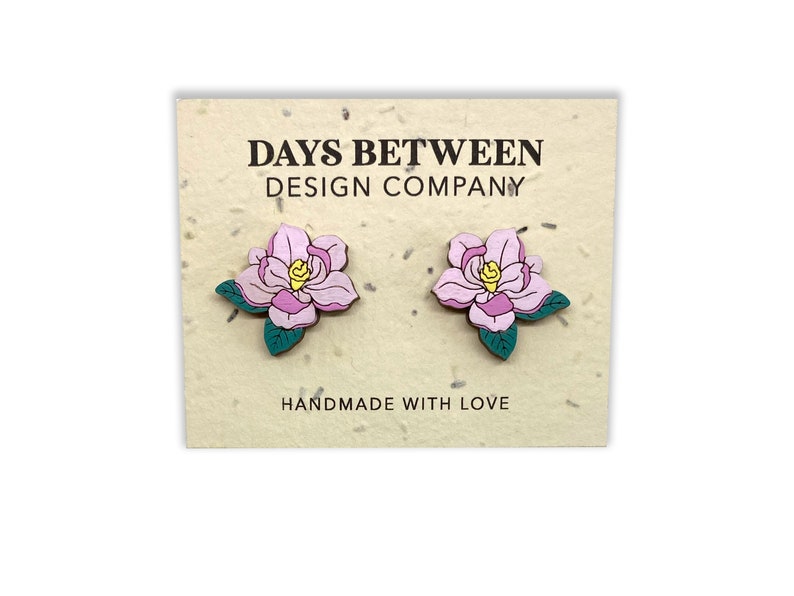 Sugar Magnolia Floral Earrings Grateful Dead Handmade Flower Sunshine Daydream Gifts Groovy Hippie Spring Summer Statement Stud Wood Earring