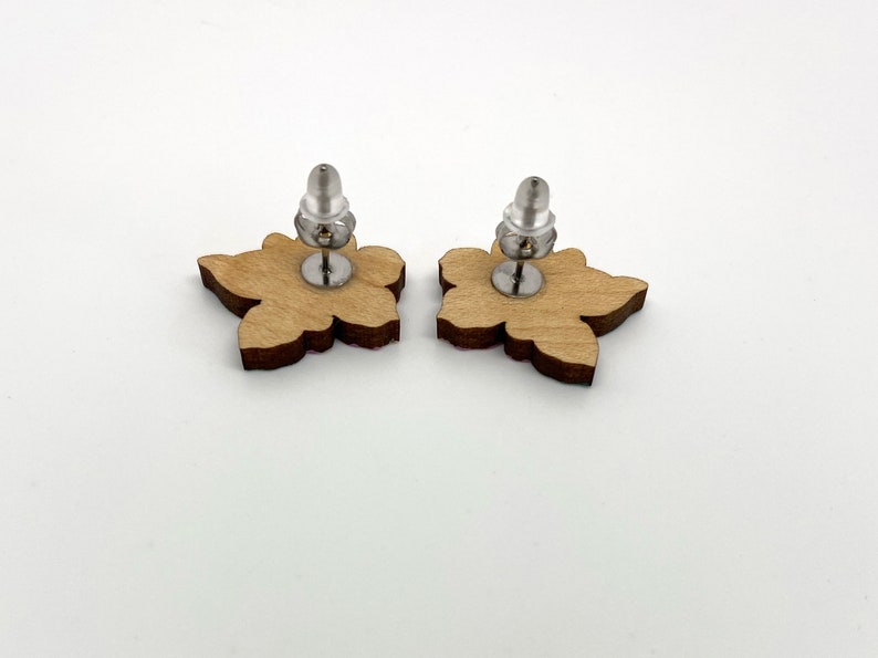Sugar Magnolia Floral Earrings Grateful Dead Handmade Flower Sunshine Daydream Gifts Groovy Hippie Spring Summer Statement Stud Wood Earring