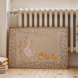 Vintage Mother Duck & Chicks Print: Cottagecore Nursery Art, Digital Downloads, Wall Art, Art Print, Sweet Nursery Gift