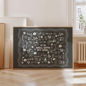 IT IS WELL Horizontal, Digital Downloadable Wall Art, Trendy Decor, Abstract Vintage Painting, English Garden, Christian, Landscape