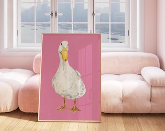 Pink Goose Abstract Painting, Digital Downloadable Wall Art, Trendy Decor, Instant Download, Art Print Downloads, Nursery Decor