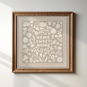 Home Sweet Home Square Print, Digital Download, Wall Art, Trendy Decor, Minimalist, Living Room Art, Cottage, Kitchen, Wall Decor, Cute