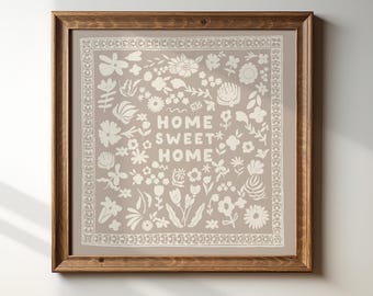 Home Sweet Home Square Print, Digital Download, Wall Art, Trendy Decor, Minimalist, Living Room Art, Cottage, Kitchen, Wall Decor, Cute