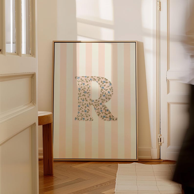 Floral Initial Letter R Print: Vintage Watercolor Initial, Digital ...