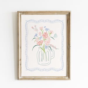 Mason Jar Floral Art Print: vintage Engelse tuin, digitale downloads, kunstafdruk, cadeau-idee, esthetiek
