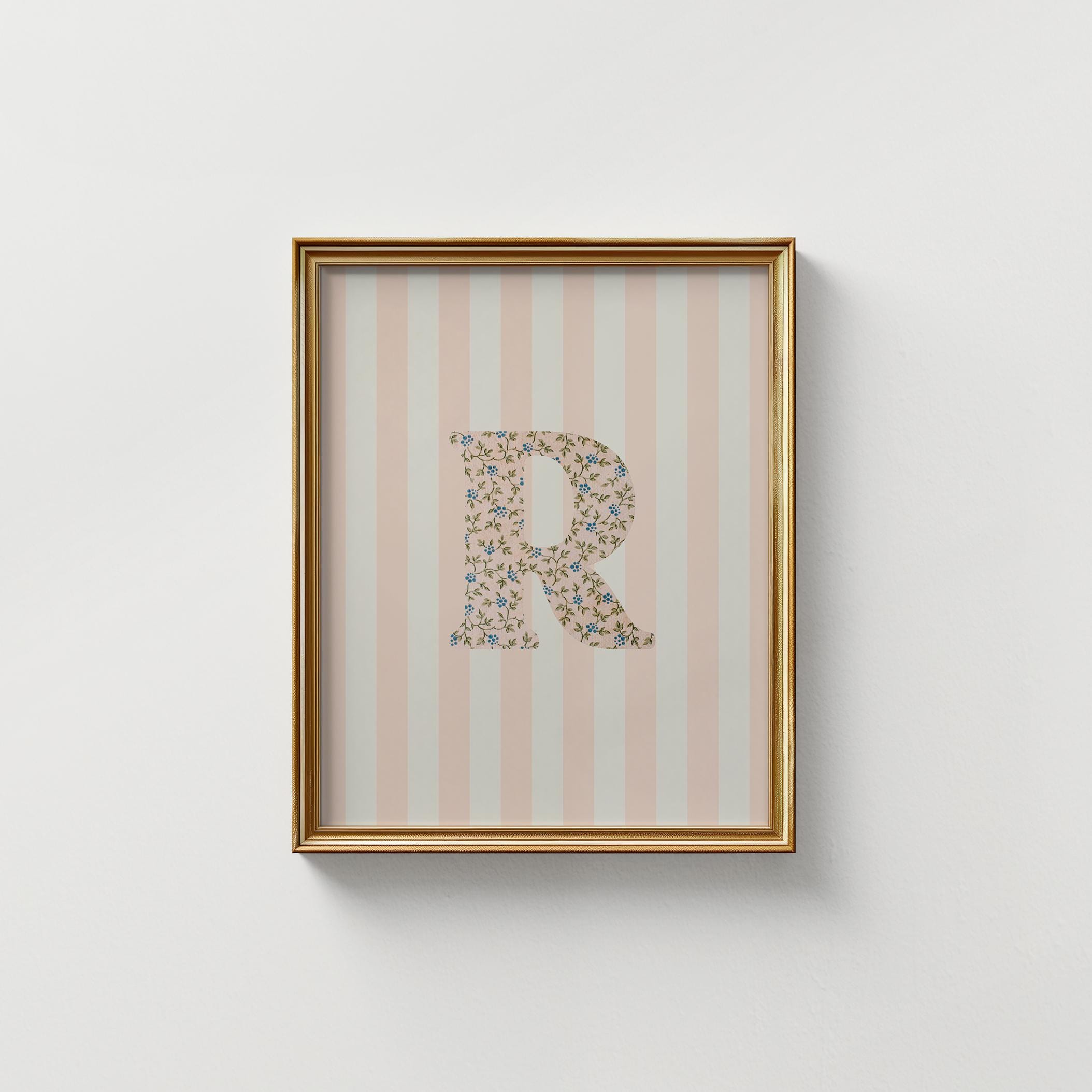 Prettycode R Print Floral Initial Letter R Print: Vintage Watercolor Initial, Digital ...