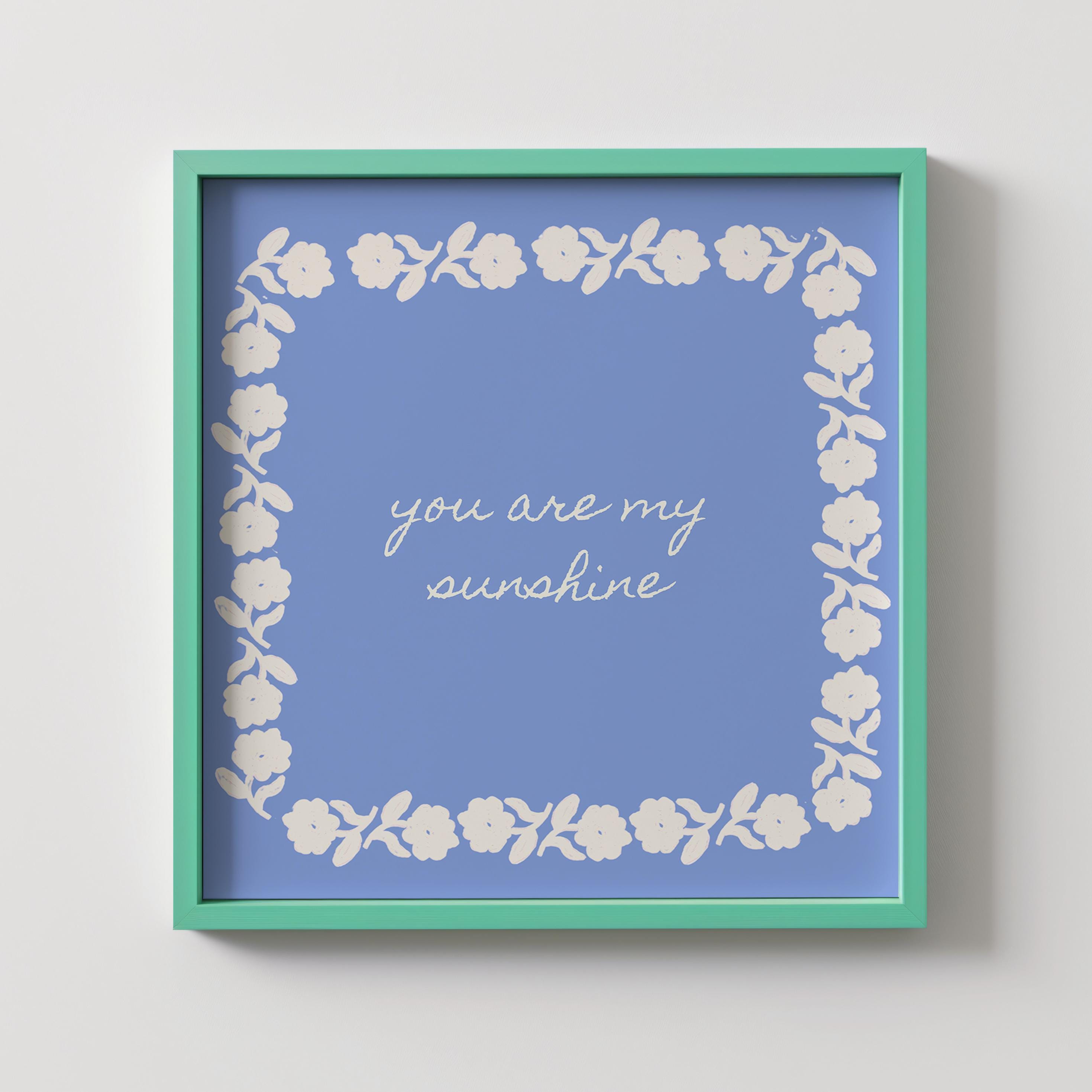 Ocean Blue You Are My Sunshine Print, INSTANT Digital Downloadable Wall Art, Trendy Decor, Botanical, Living Room Art, Cottage, Nursery