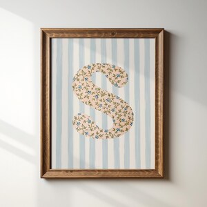 S, Impressão Inicial, Letra Floral, Download Digital, Arte em Aquarela, Ideia para Presente, Impressão Artística, Impressão para Download, Vintage, Impressão Digital