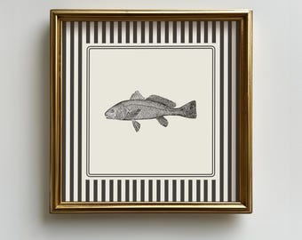 Minimalist Fish Print: Black and White Illustration, Digital Download, Art Print, Gift Idea, Aesthetic