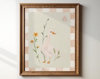 Vintage Goose Watercolor Print: Cottagecore Nursery ArtDigital Downloads, Wall Art, Art Print, Sweet Nursery Gift