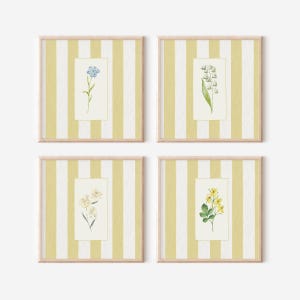 Set of Four Floral Watercolor Prints, Cottagecore Wall Art, Digital Download, Art Print, Gift Idea, Aesthetic