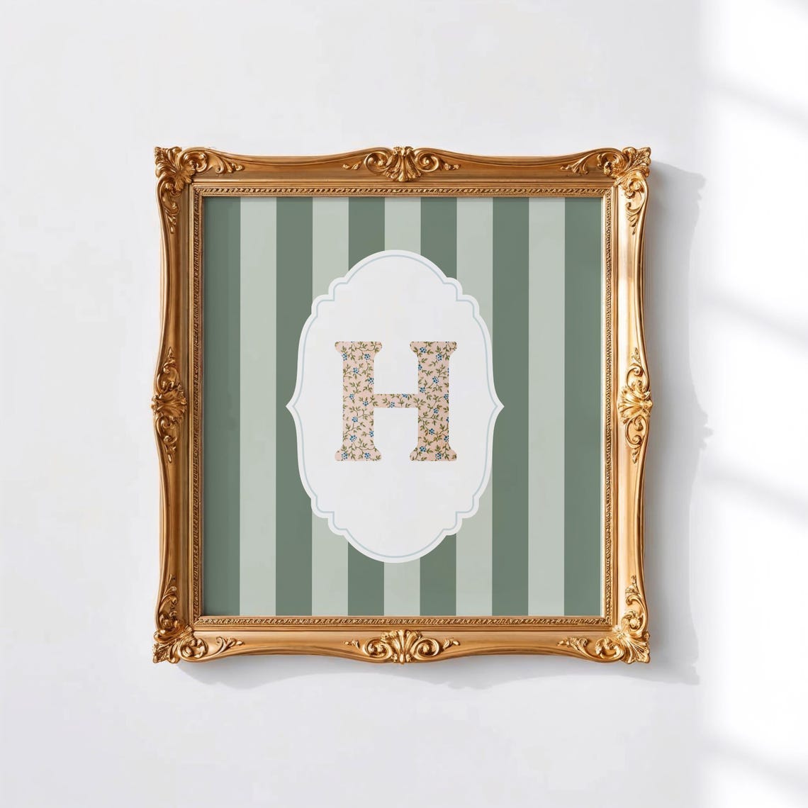 Floral Initial Letter H Print: Personalized Watercolor Initial Art ...