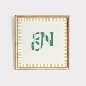 N, Impressão inicial quadrada, Letra floral, Download digital, Arte em aquarela, Ideia para presente, Impressão artística, Impressão para download, Vintage, Impressão digital