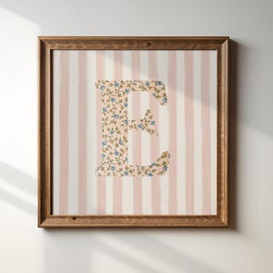 E, Impresión inicial cuadrada, Letra floral, Descarga digital, Arte de acuarela, Idea de regalo, Impresión artística, Impresión descargable, Vintage, Impresión digital
