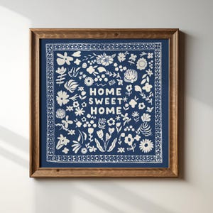 Home Sweet Home Square Print, Digital Download, Wall Art, Trendy Decor, Minimalist, Living Room Art, Cottage, Kitchen, Wall Decor, Cute