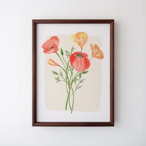 Watercolor Poppies, Digital Print, Wall Art, Trendy Decor, Abstract Vintage Painting, English Garden, Floral, Cottage