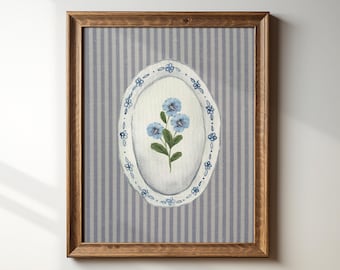 Vintage China Plate Art Print, Digital Downloadable Wall Art, Trendy Decor, Abstract Vintage Painting, English Garden, Floral, Cottage