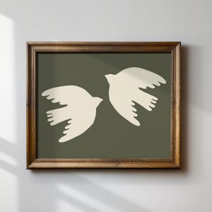 Double Dove Art Print: Botanical Cottagecore Decor, Digital Downloads, Art Print, Gift Idea, Aesthetic