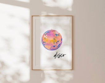 Disco Illustration Print, Wall Art, Trendy Decor, Abstract Vintage Painting, Kitchen Decor, Living Room, Anthropologie, Physical