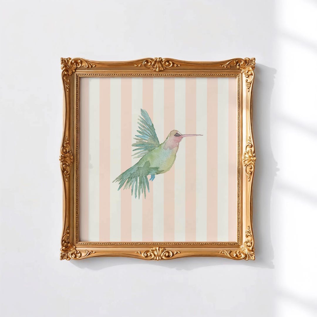 Stampa di colibrì rosa dolce, arte murale digitale scaricabile