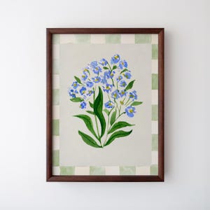 PRINTED AND SHIPPED, Blue Daisy Art Print, Nursery, 11x14, Wall Art, Vintage Painting, Watercolor, Living Room, Anthropologie, Physical zdjęcie 1
